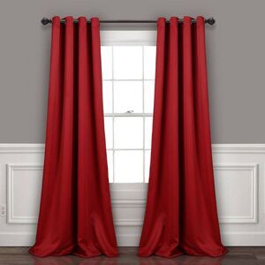 Set of 2 (52"x95") Insulated Grommet Top Blackout Curtain Panels Red